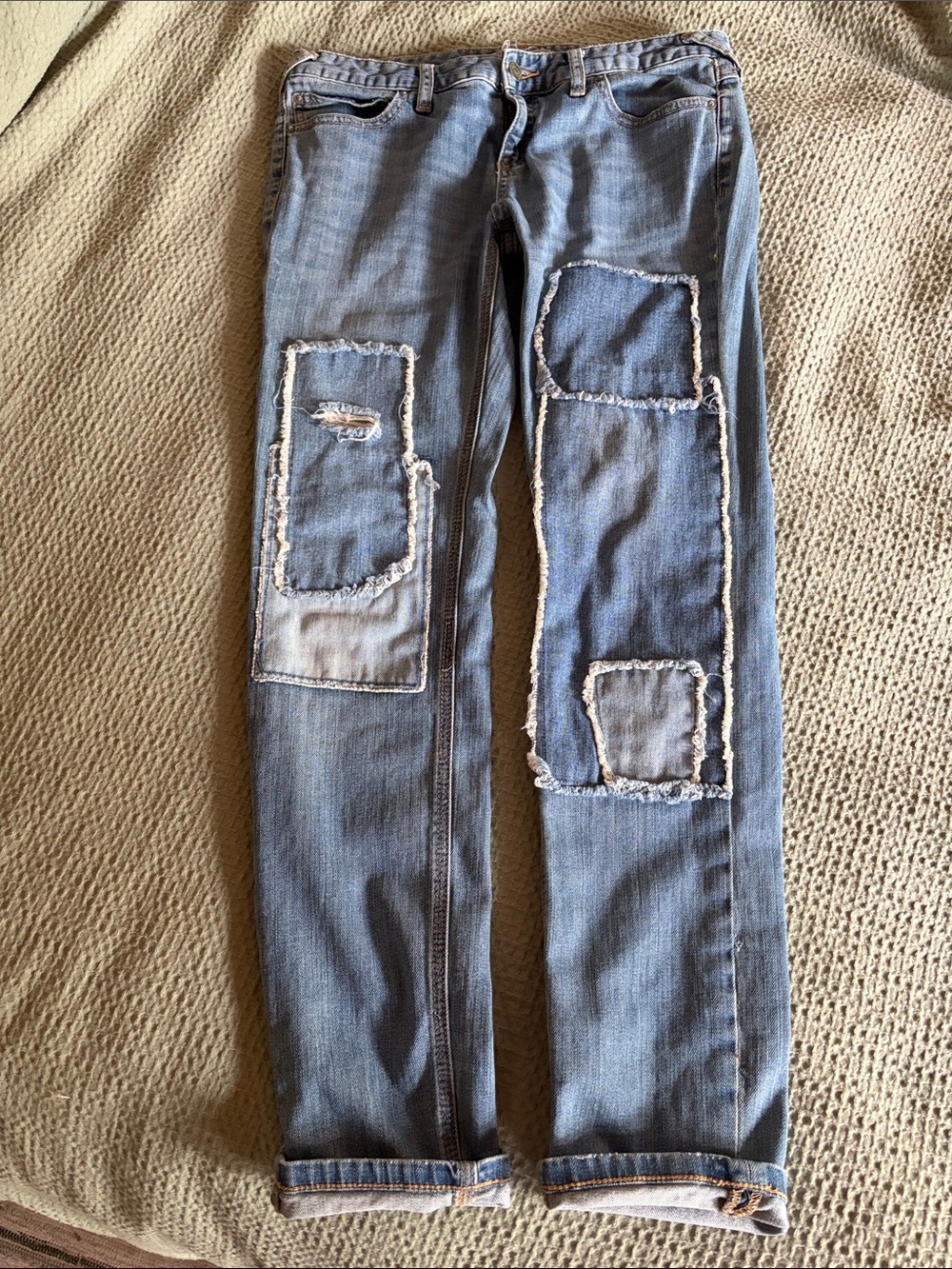 Free People Straight Leg Patchwork Jeans 29